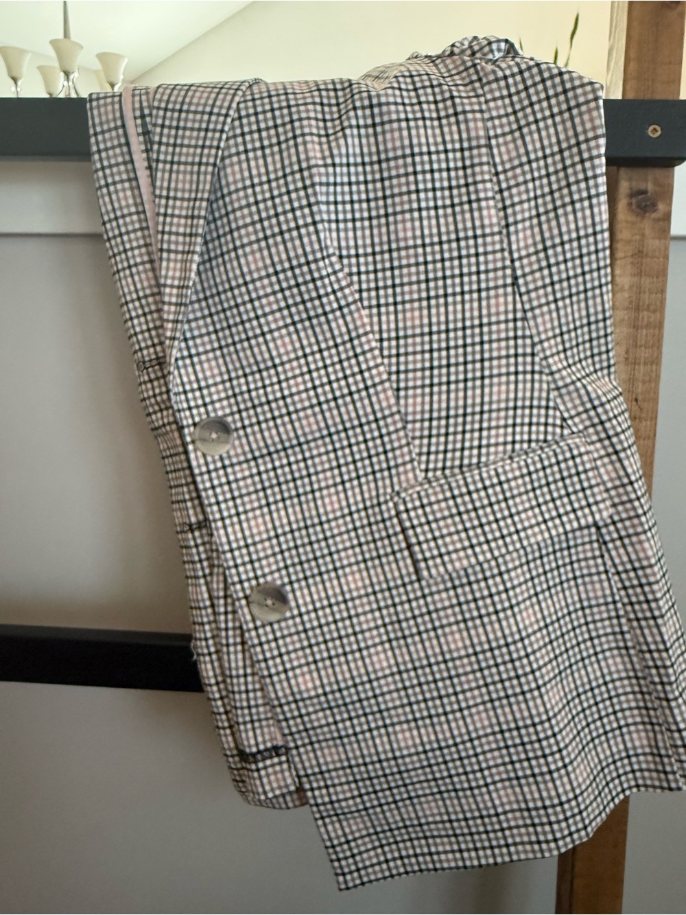 Pink and black plaid Women’s Blazer